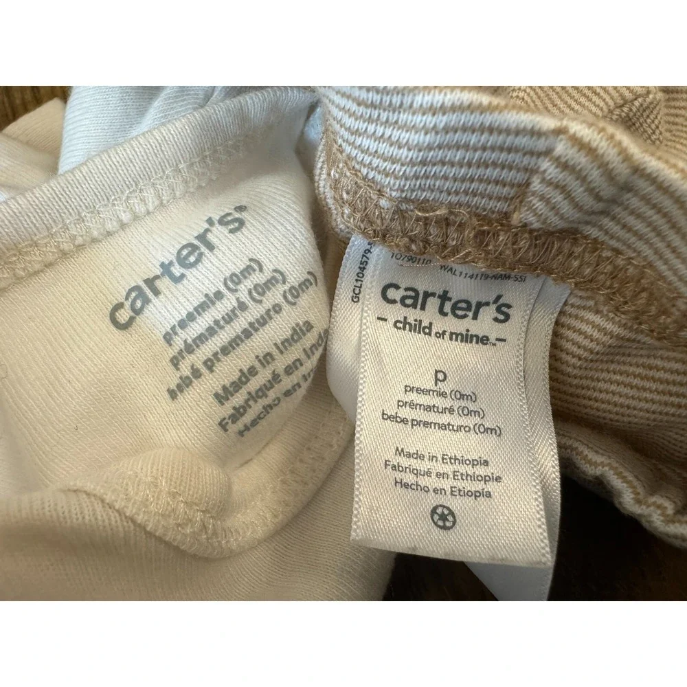 Carters Preemie Baby Boy Outfit Short Sleeved Bodysuit Pants Stripe Sun Airplane